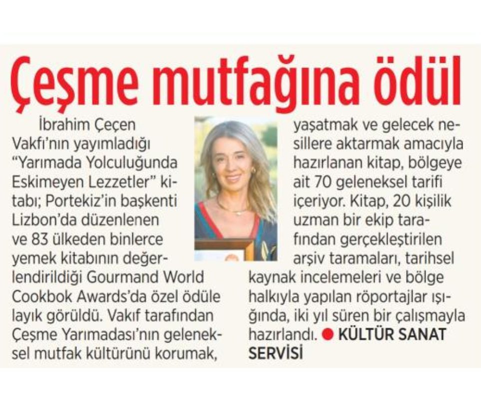 Çeşme Mutfağına Ödül - Milliyet