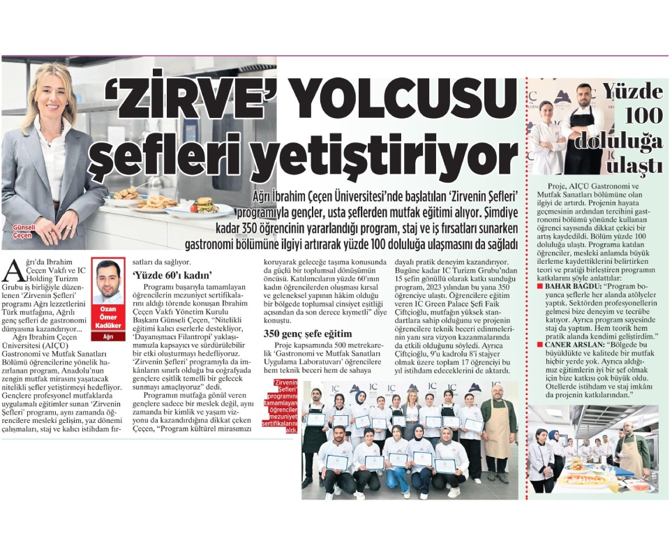 ZİRVENİN ŞEFLERİ AĞRIDA YETİŞİYOR - MİLLİYET