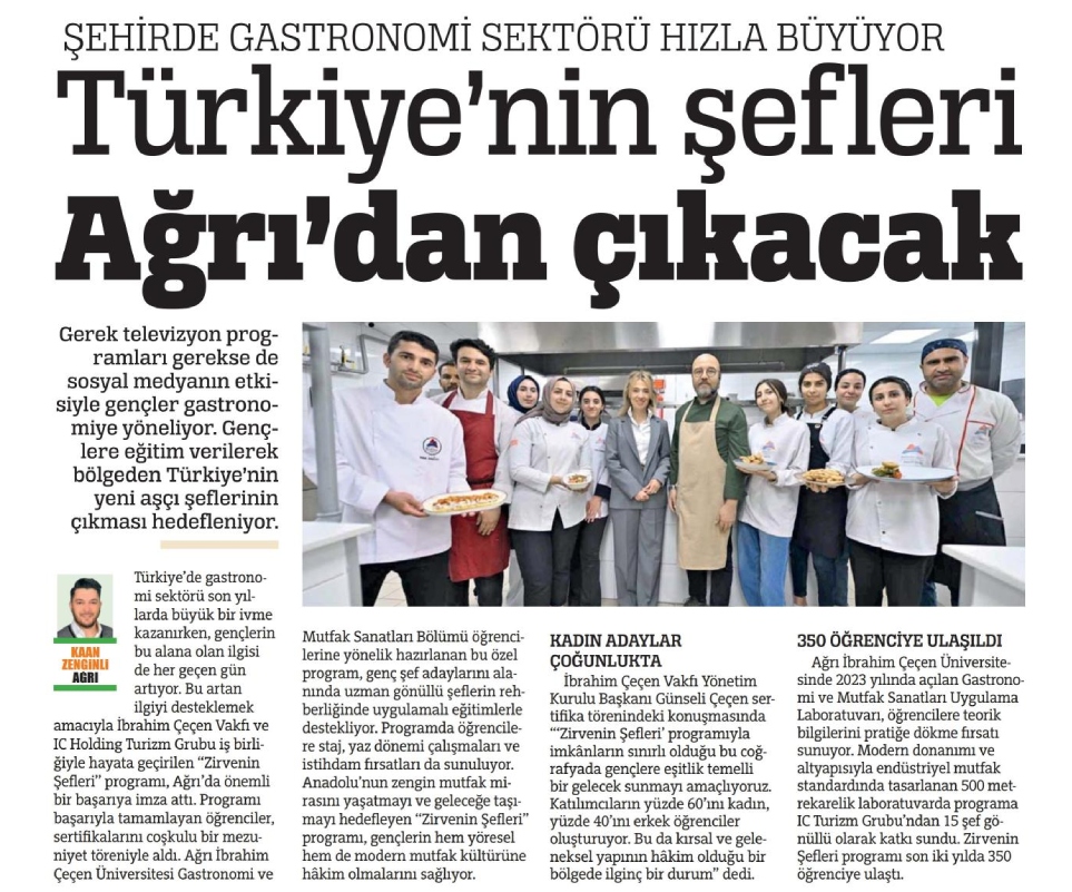 ZİRVENİN ŞEFLERİ AĞRIDA YETİŞİYOR - TÜRKİYE